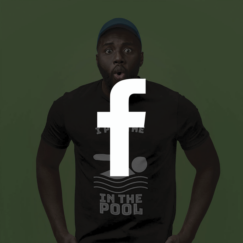 A man wearing a teevolution funny t-shirt, combined with the Facebook font. Linking to Teevolution.co.uk Facebook page