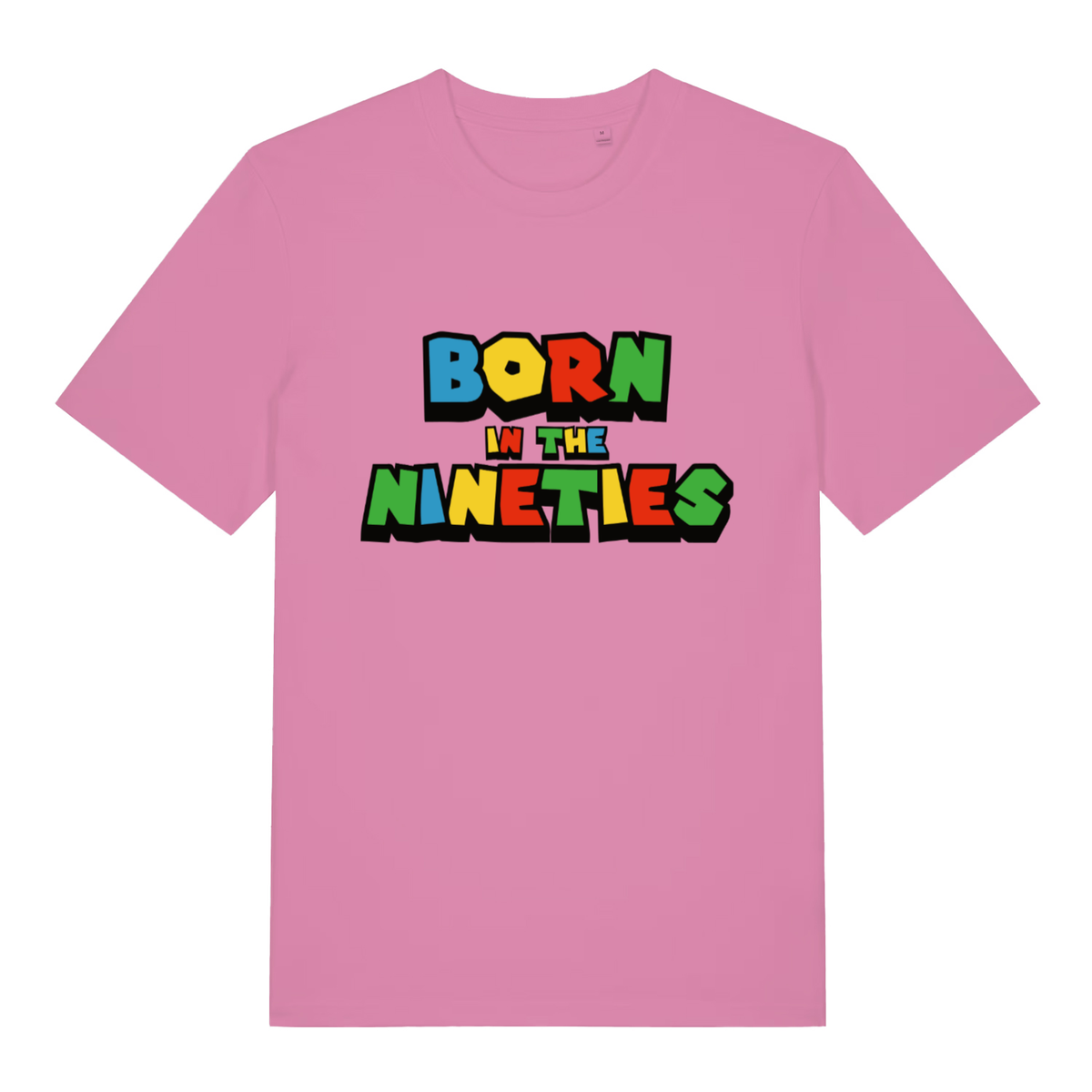 Pink Born In The Nineties women’s funny slogan t-shirt showing ultimate age-related gamer banter  