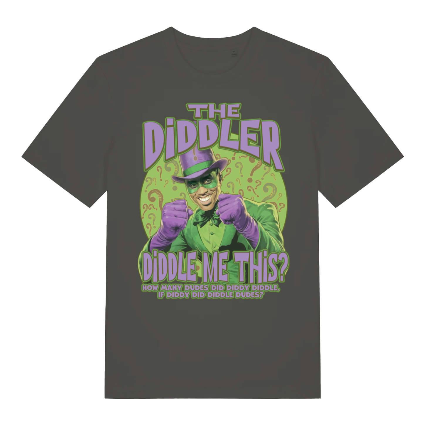 Khaki The Diddler funny graphic t-shirt featuring ultimate rude Riddler parody  