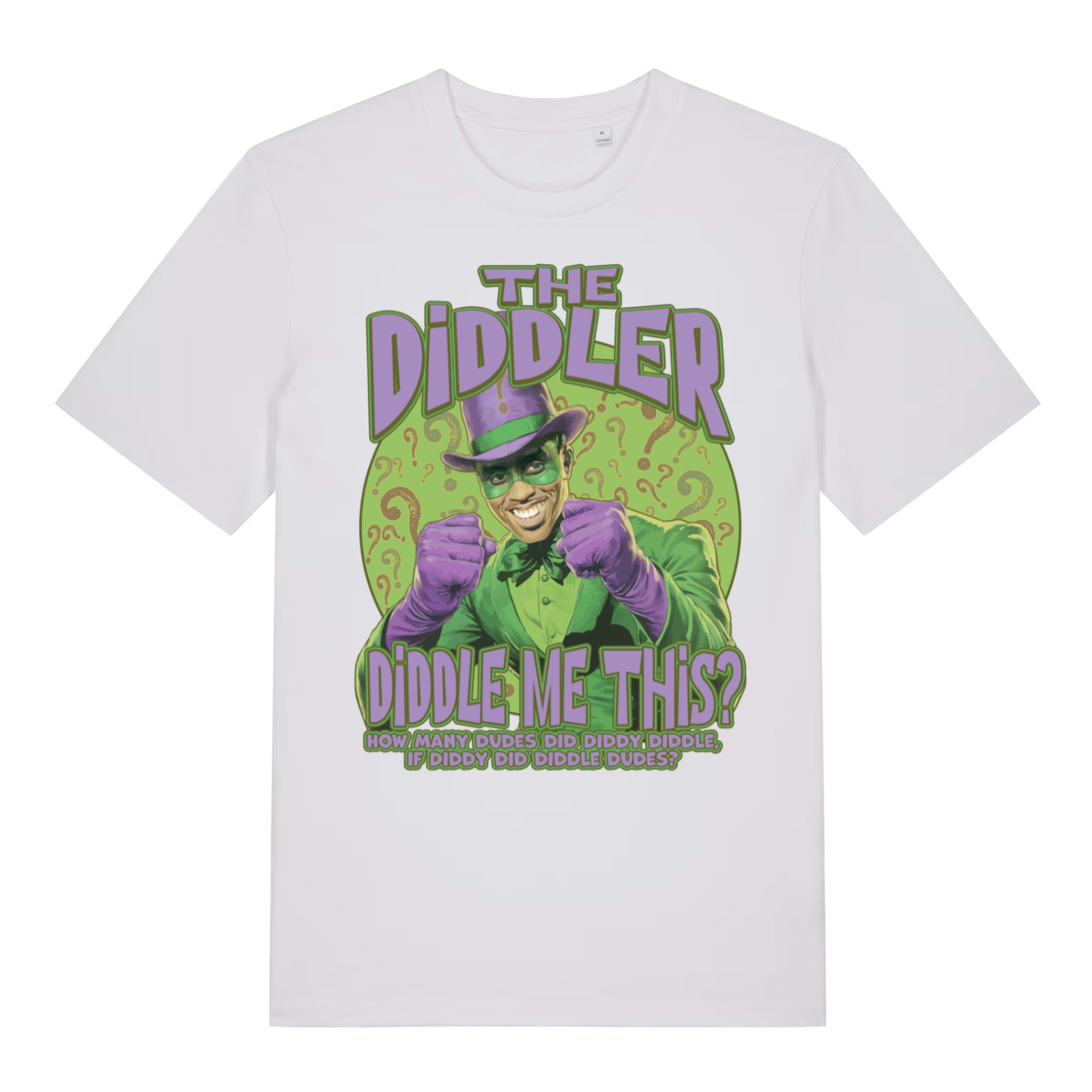 White The Diddler funny graphic t-shirt showing classic cheeky character design  