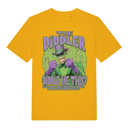 Yellow The Diddler funny graphic t-shirt featuring bold rude Diddy parody lettering  