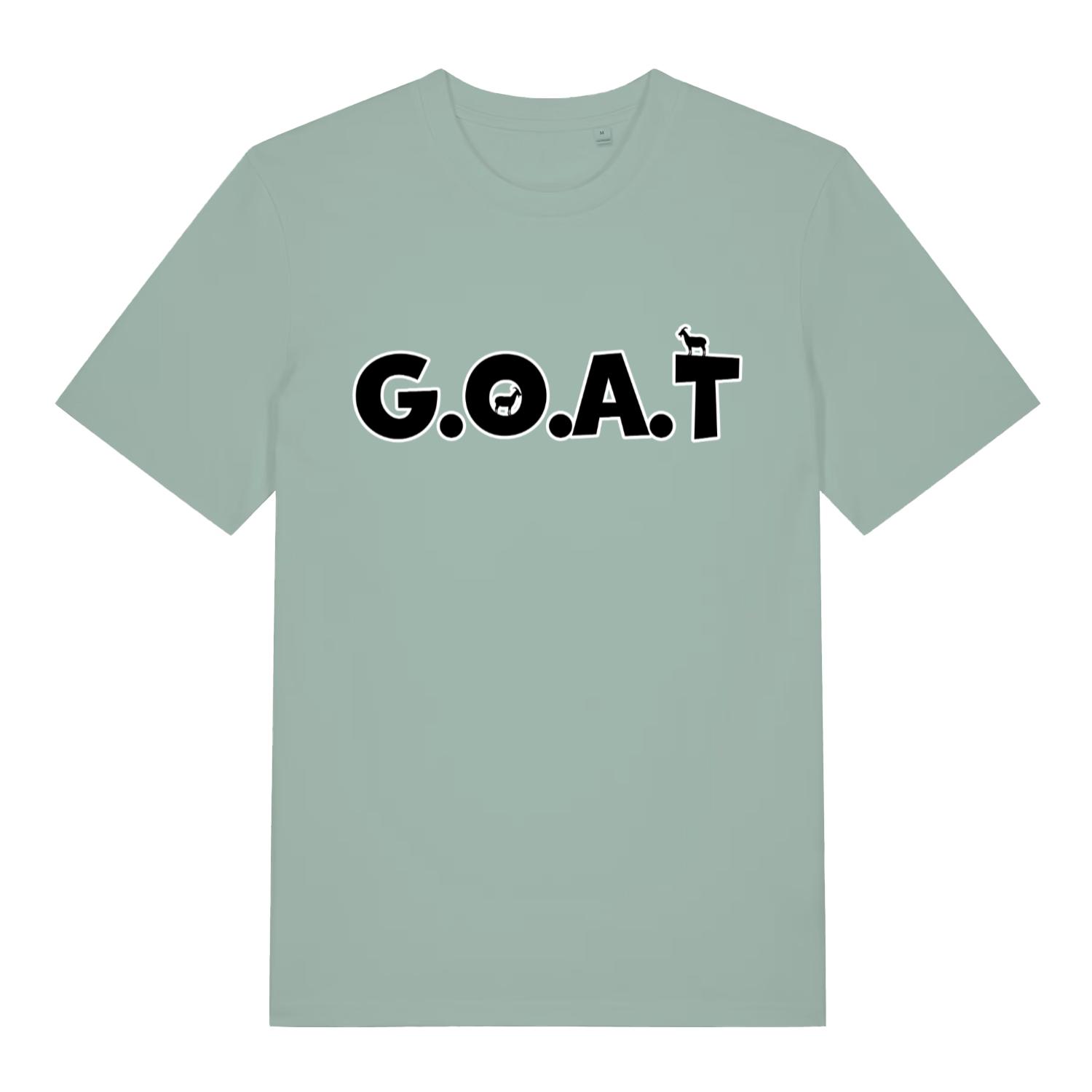 Aloe The GOAT funny animal pun t-shirt with G.O.A.T. lettering and goat silhouettes  