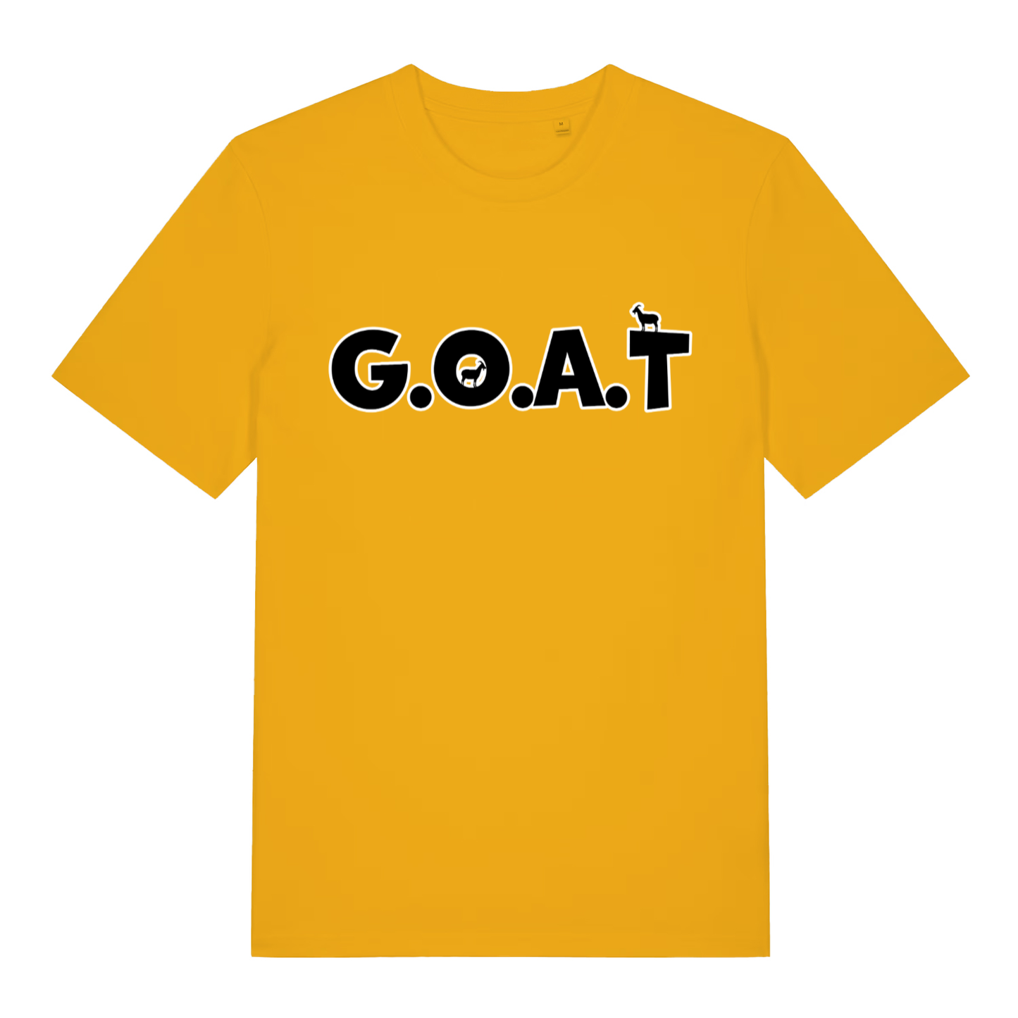 Yellow The GOAT funny animal pun t-shirt featuring ultimate Greatest Of All Time graphic  