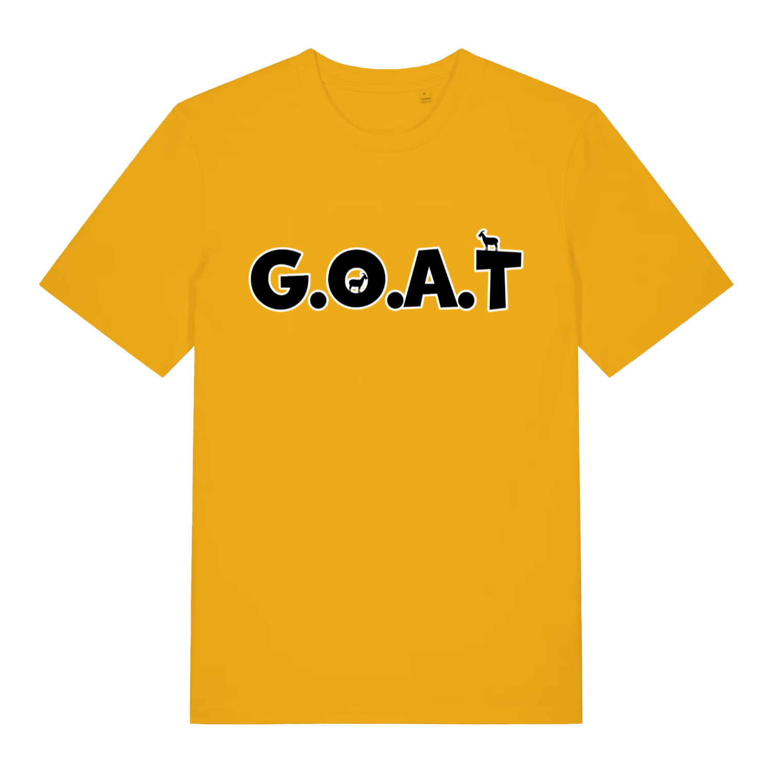 Yellow The GOAT funny animal pun t-shirt featuring ultimate Greatest Of All Time graphic  
