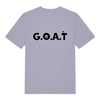 Lavender The GOAT women’s funny animal pun t-shirt featuring classic legendary goat graphic  