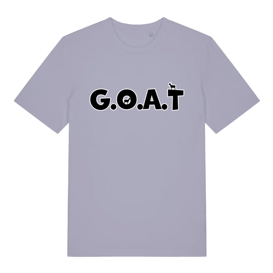 Lavender The GOAT women’s funny animal pun t-shirt featuring classic legendary goat graphic  