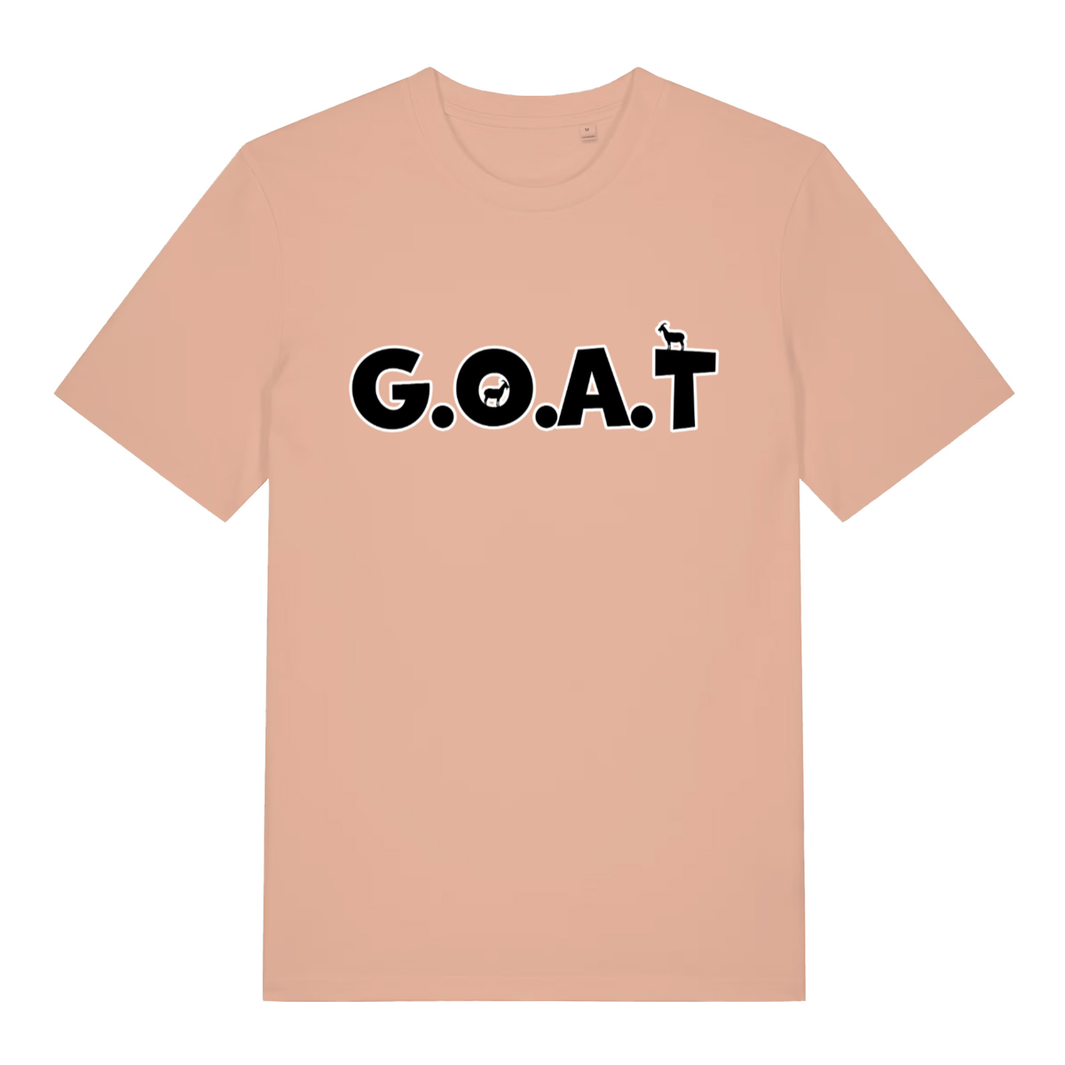 Peach The GOAT women’s funny animal pun t-shirt with bold G.O.A.T. animal design  