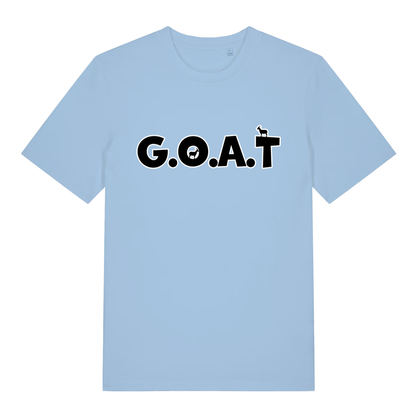 Sky blue The GOAT women’s funny animal pun t-shirt featuring ultimate Greatest Of All Time graphic  
