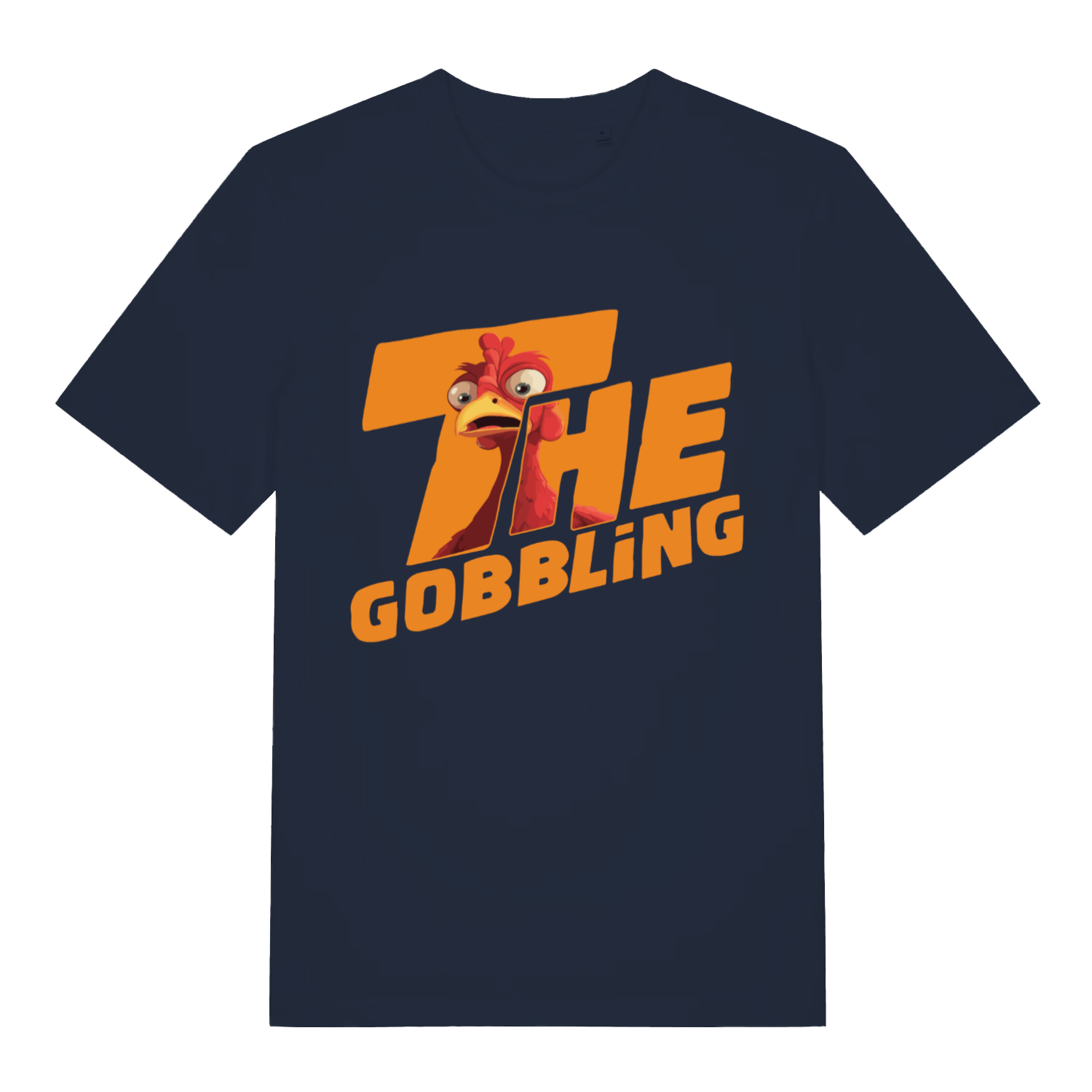 Navy The Gobbling funny Christmas turkey t-shirt featuring cheeky festive gobbling graphic  