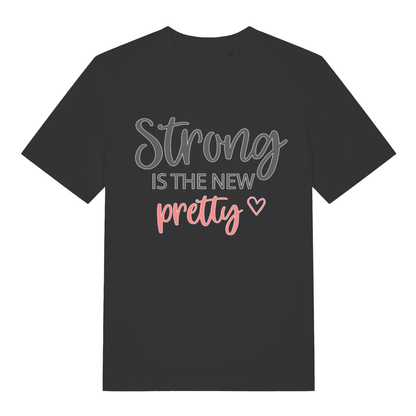 Black The New Pretty women’s motivational slogan t-shirt with Strong is the new pretty design  
