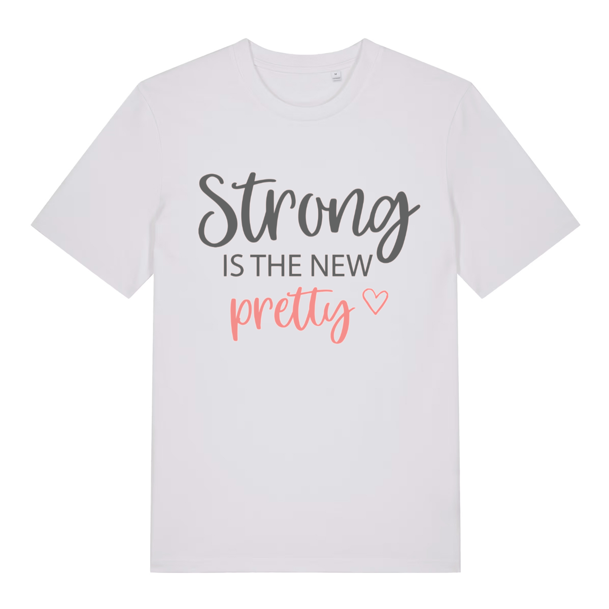 White The New Pretty women’s motivational slogan t-shirt showing soft heart motivational design  