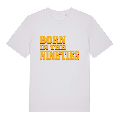 White The Nineties women’s funny slogan t-shirt featuring ultimate Born In The Nineties design  
