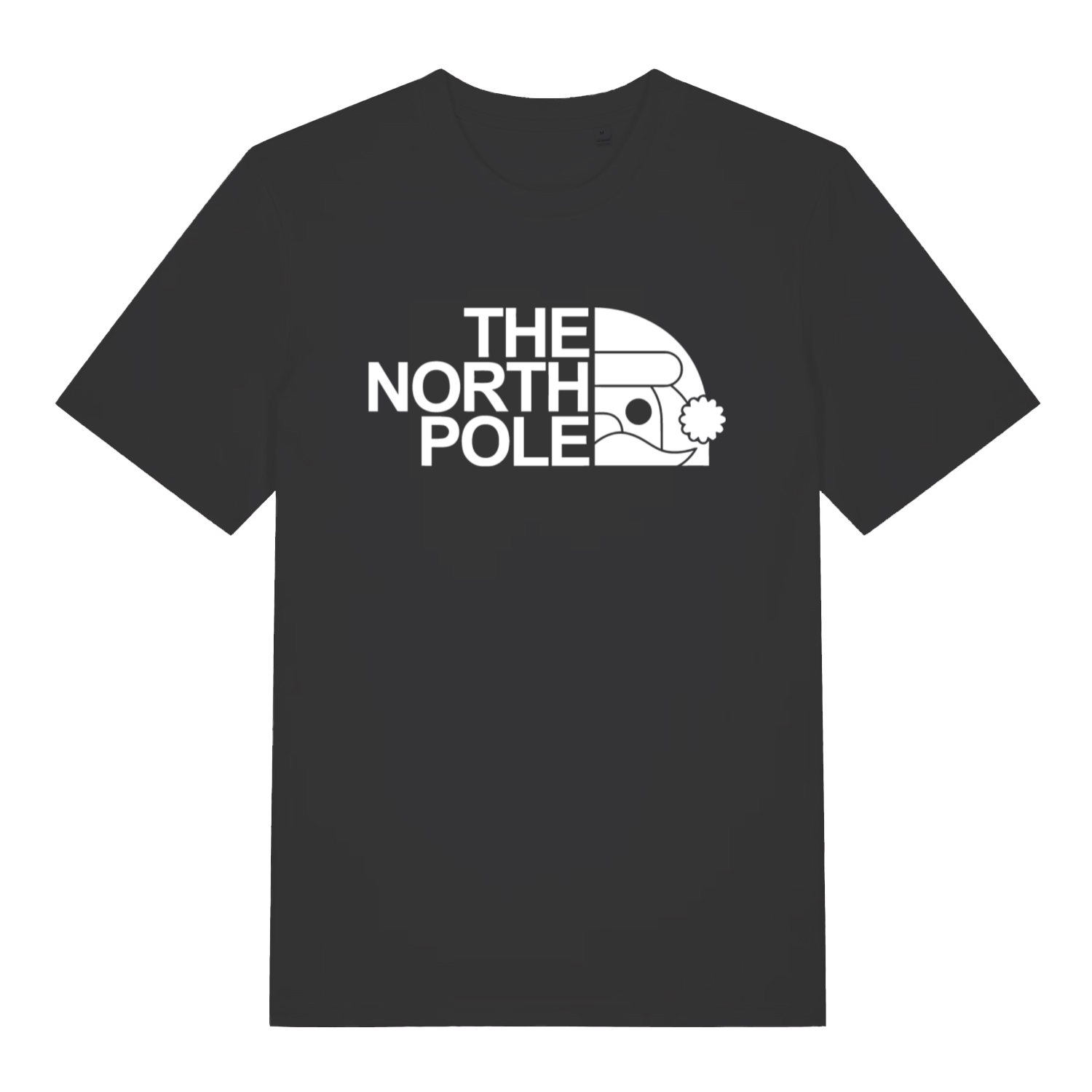 Black The North Pole funny Christmas t-shirt with Santa face logo parody design  