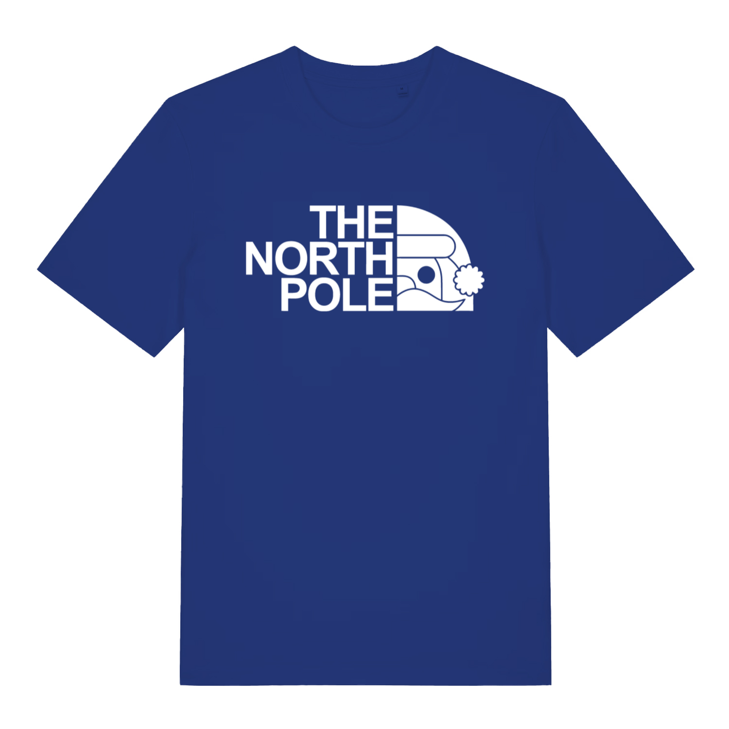 Blue The North Pole funny Christmas t-shirt featuring classic Santa North Pole graphic  