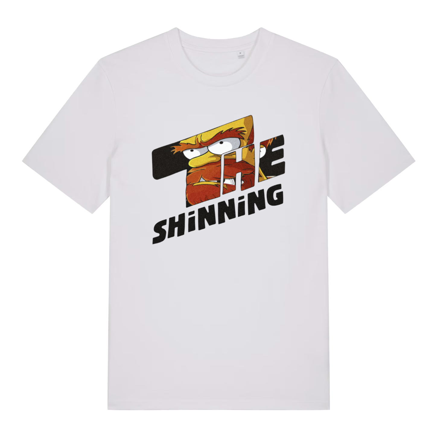 White The Shinning funny horror parody t-shirt with witty Animal horror lettering print  