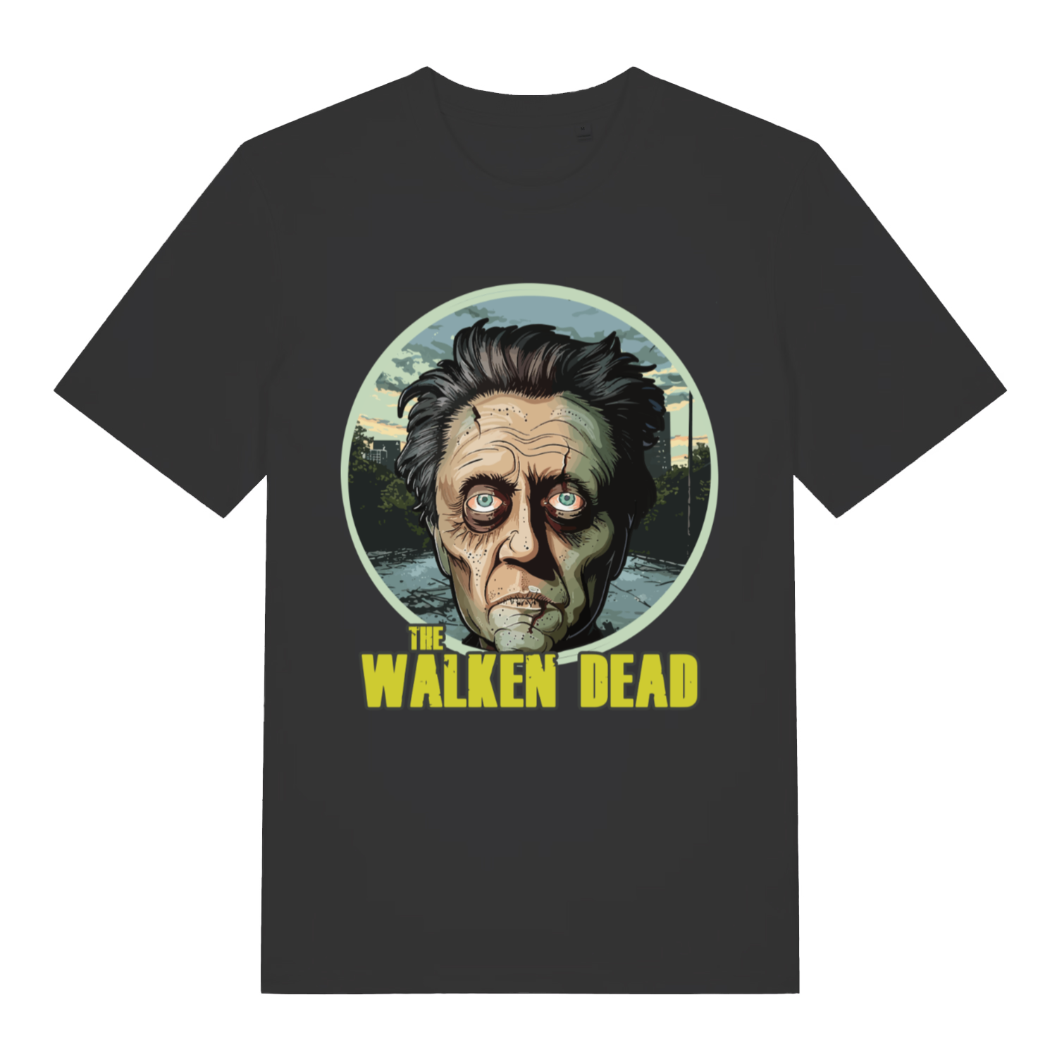 Black The Walken Dead funny zombie pun t-shirt with Christopher Walken undead graphic  