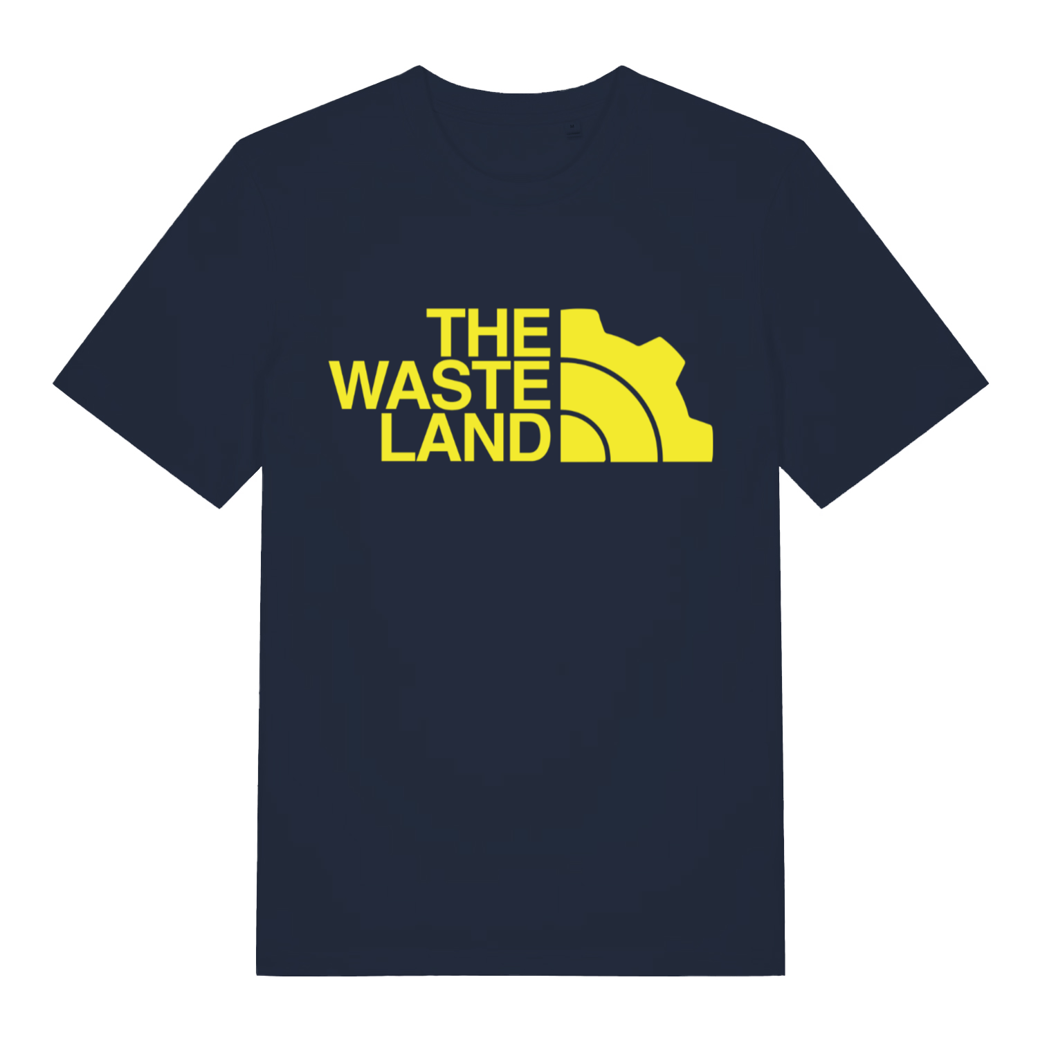 Navy The Wasteland funny gamer t-shirt showing bold The Waste Land design  