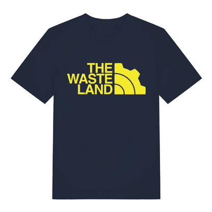 Navy The Wasteland funny gamer t-shirt showing bold The Waste Land design  