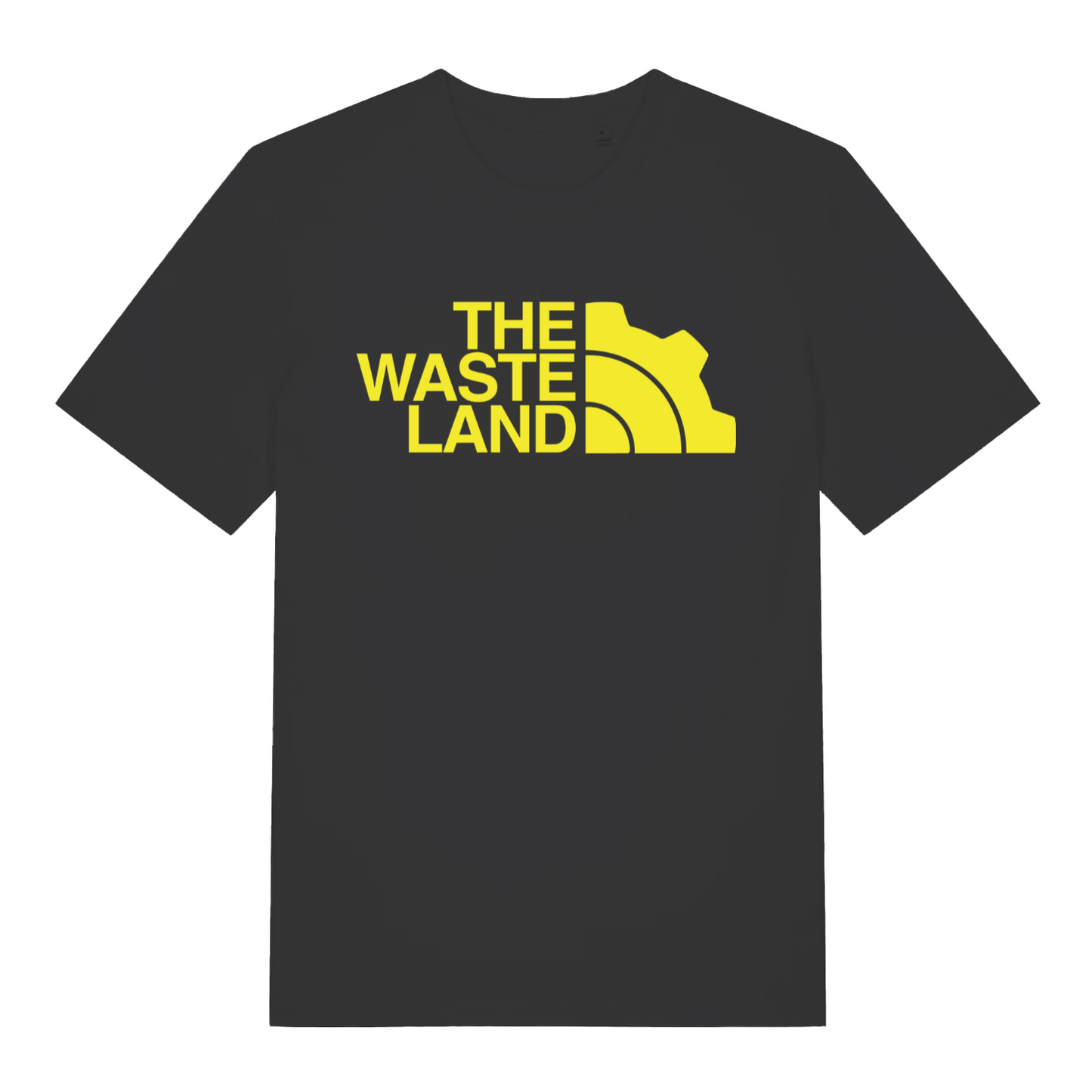 Black The Wasteland women’s funny gamer t-shirt with yellow Waste Land gear logo design  