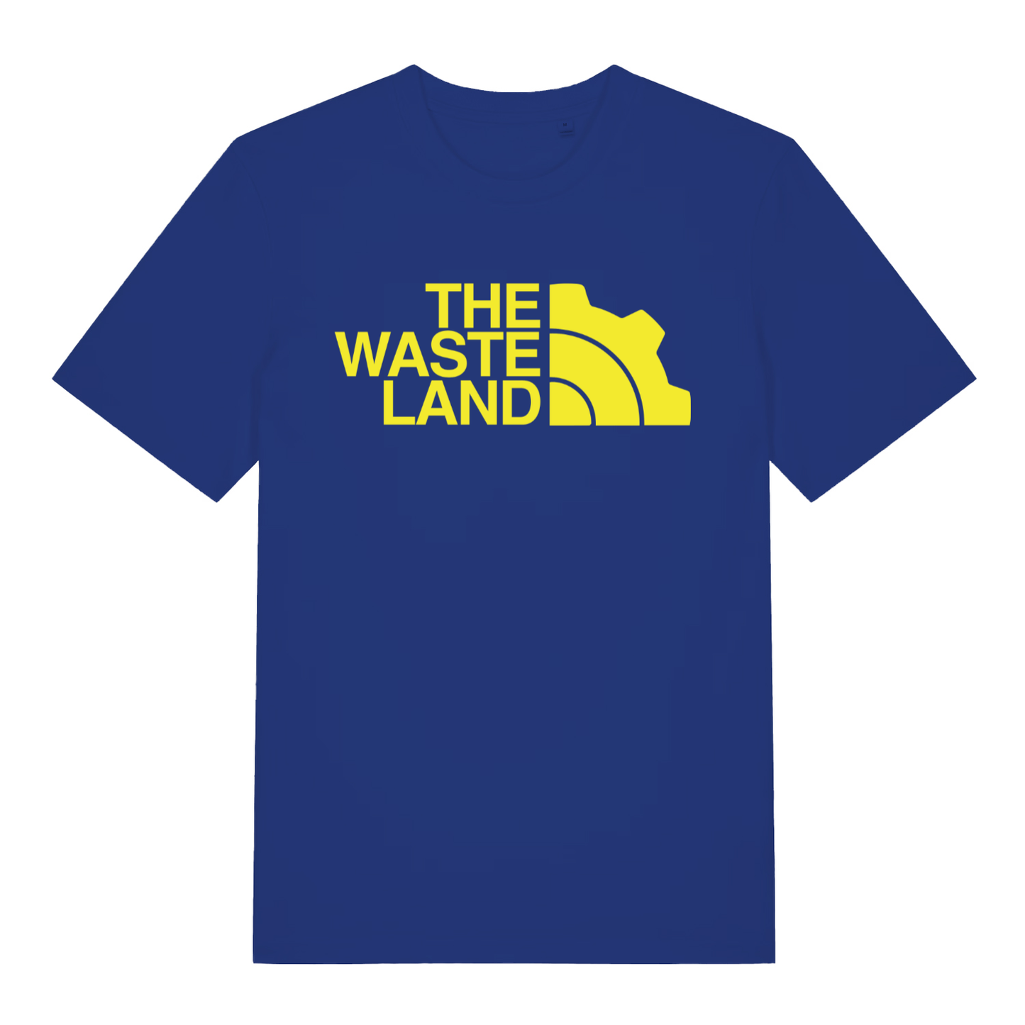 Worker blue The Wasteland women’s funny gamer t-shirt showing bold The Waste Land design  