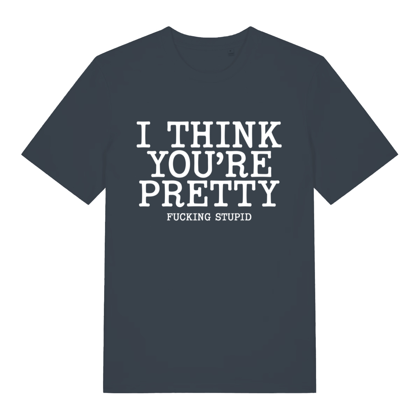 Ink grey Think You’re Pretty funny rude slogan t-shirt with witty pretty fucking stupid print  