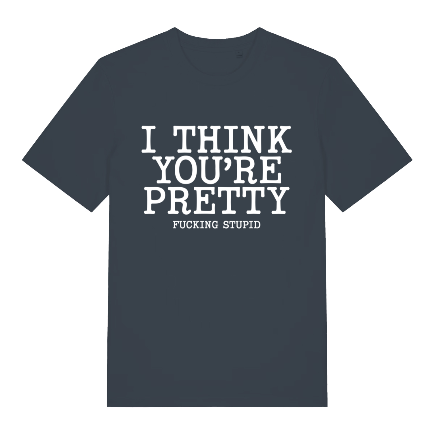 Ink grey Think You’re Pretty funny rude slogan t-shirt with witty pretty fucking stupid print  