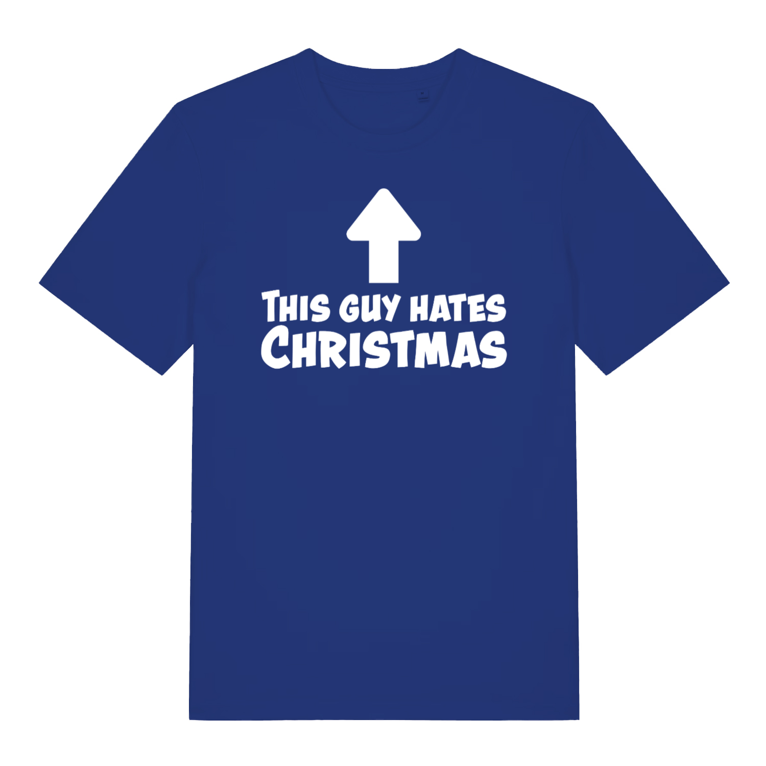 Blue This Guy Hates Christmas men’s funny slogan t-shirt featuring classic anti-Christmas text  