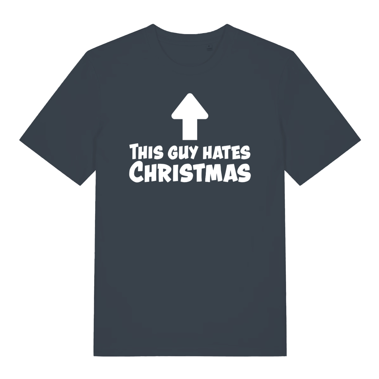Ink grey This Guy Hates Christmas men’s funny slogan t-shirt showing bold This Guy Hates Christmas design  