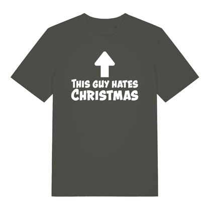 Khaki This Guy Hates Christmas men’s funny slogan t-shirt featuring ultimate anti-Christmas graphic  