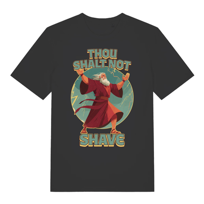 Black Thou Shalt Not Shave men’s funny graphic t-shirt with Moses beard commandment design  