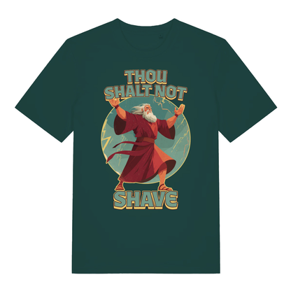 Glazed green Thou Shalt Not Shave men’s funny graphic t-shirt showing bold beard commandment graphic  