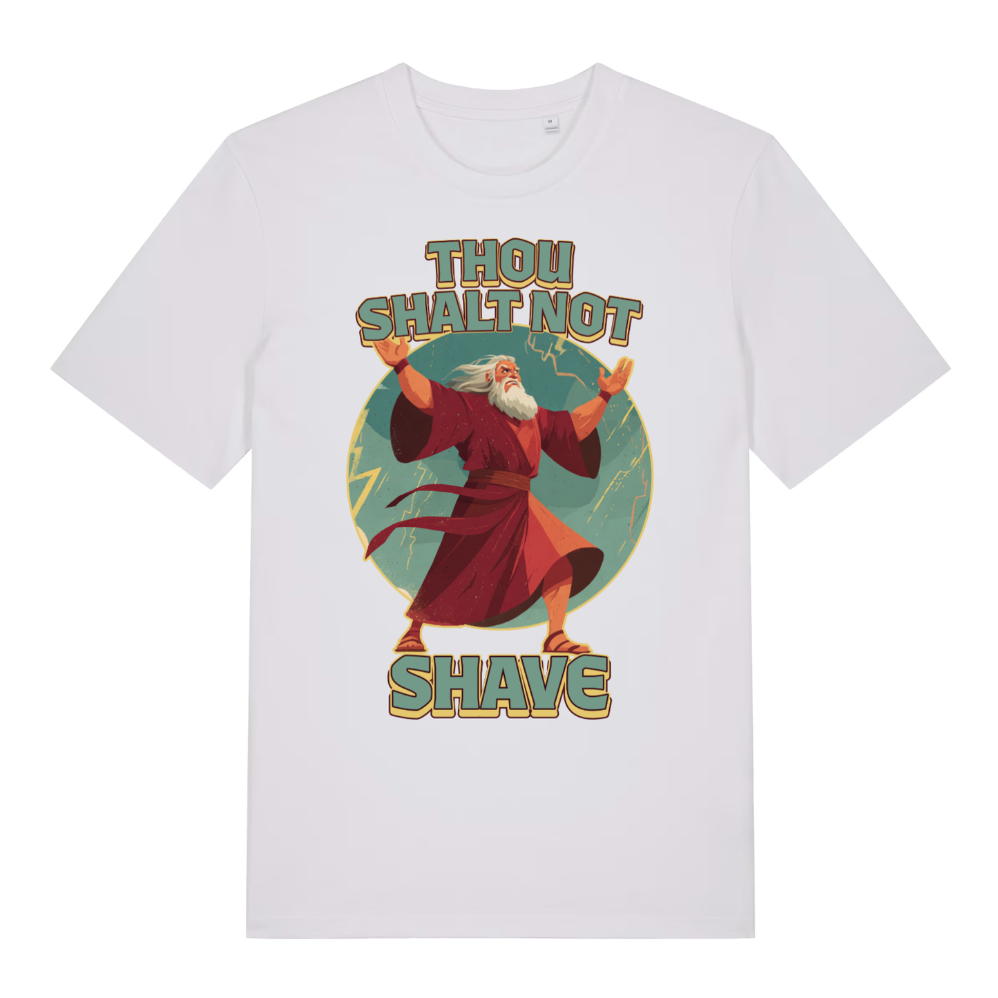 White Thou Shalt Not Shave men’s funny graphic t-shirt featuring humorous beard commandment graphic  