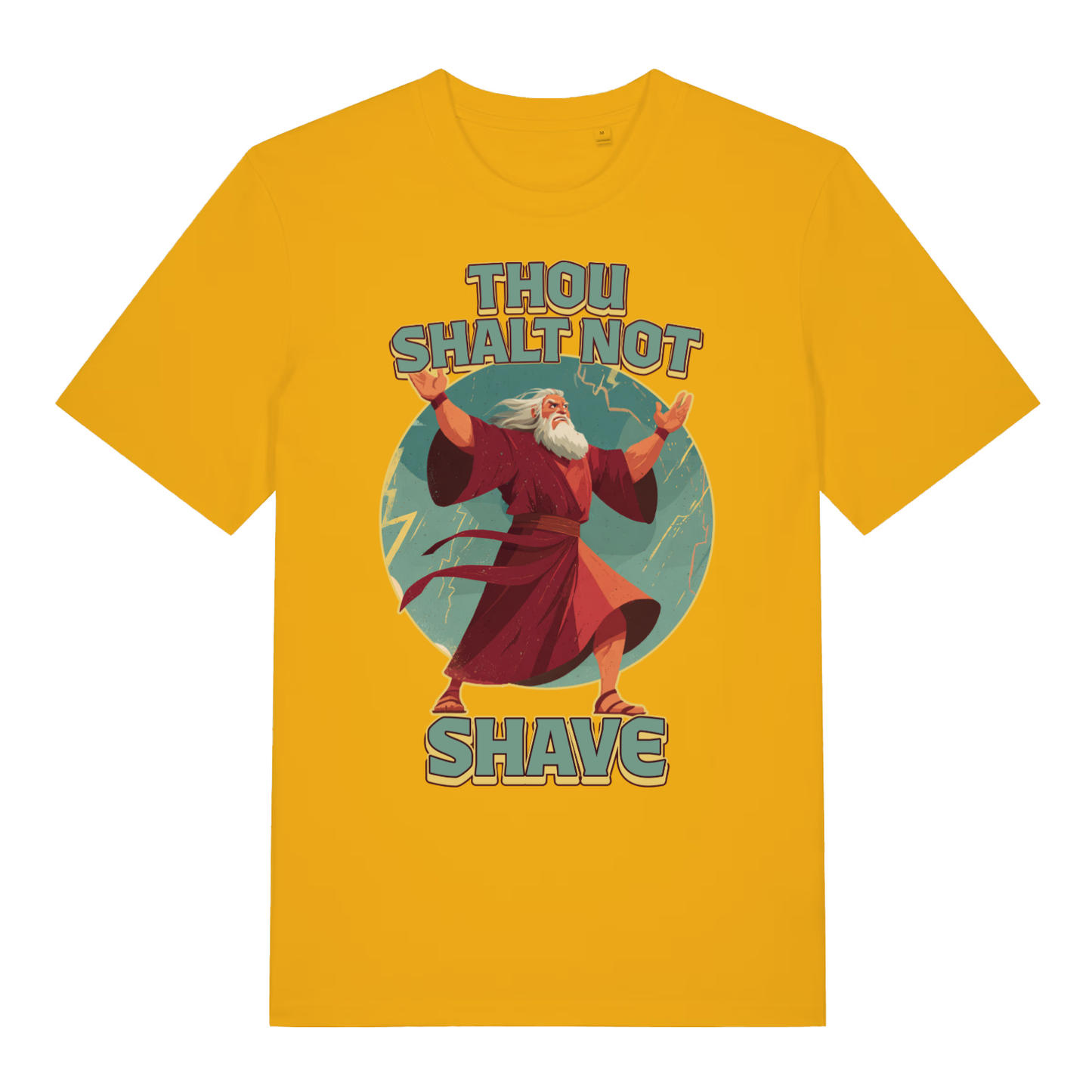 Yellow Thou Shalt Not Shave men’s funny graphic t-shirt with witty beard banter print  
