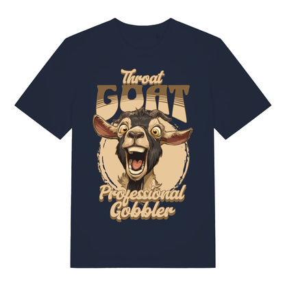 Navy Throat Goat men’s funny graphic t-shirt showing bold professional gobbler graphic  
