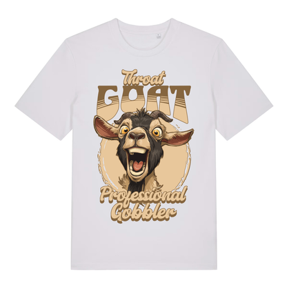 White Throat Goat men’s funny graphic t-shirt featuring ultimate rude animal pun print  