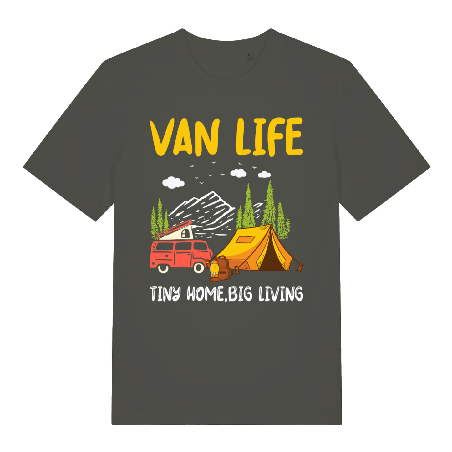 Khaki Van Life men’s funny graphic t-shirt featuring ultimate campervan lifestyle print  