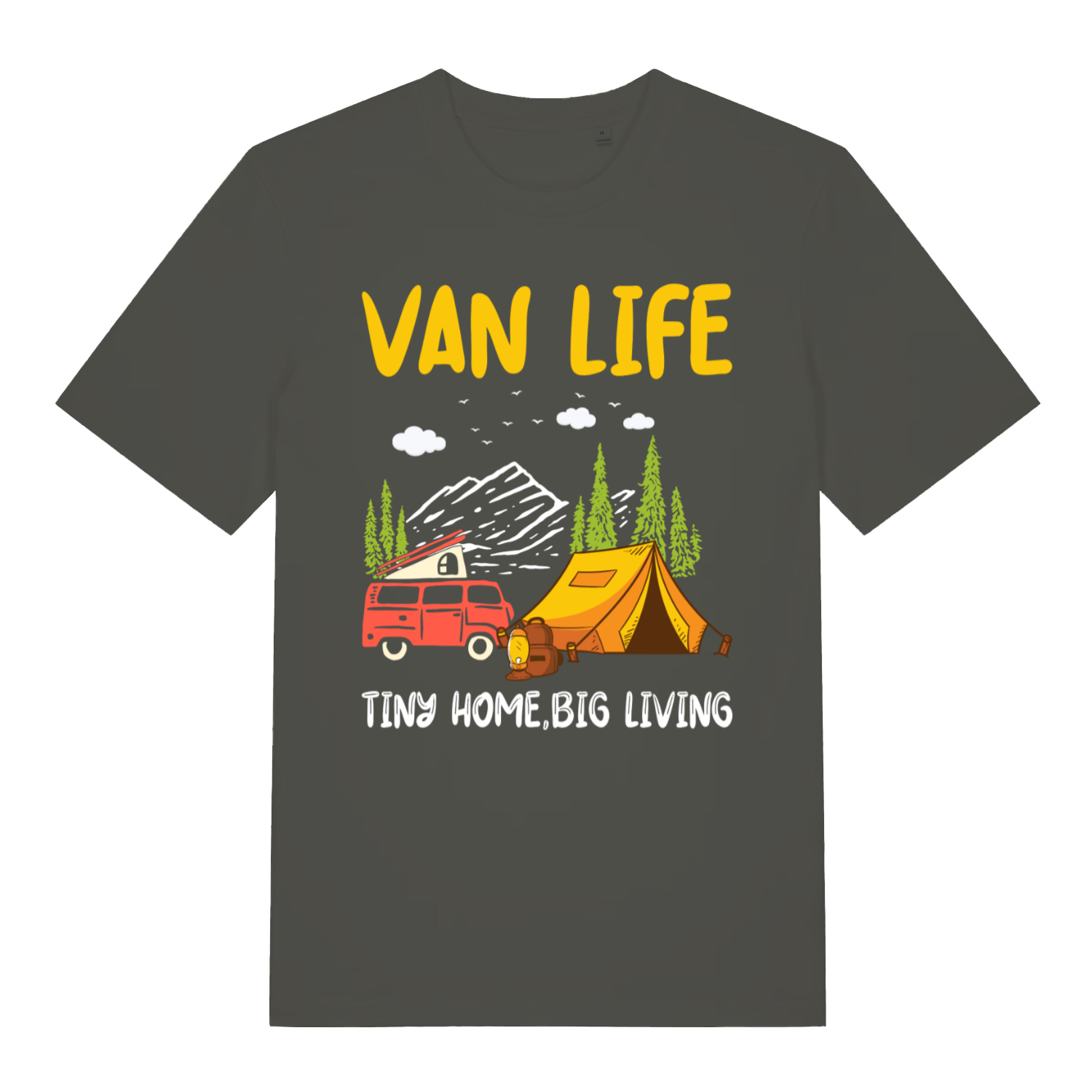 Khaki Van Life men’s funny graphic t-shirt featuring ultimate campervan lifestyle print  