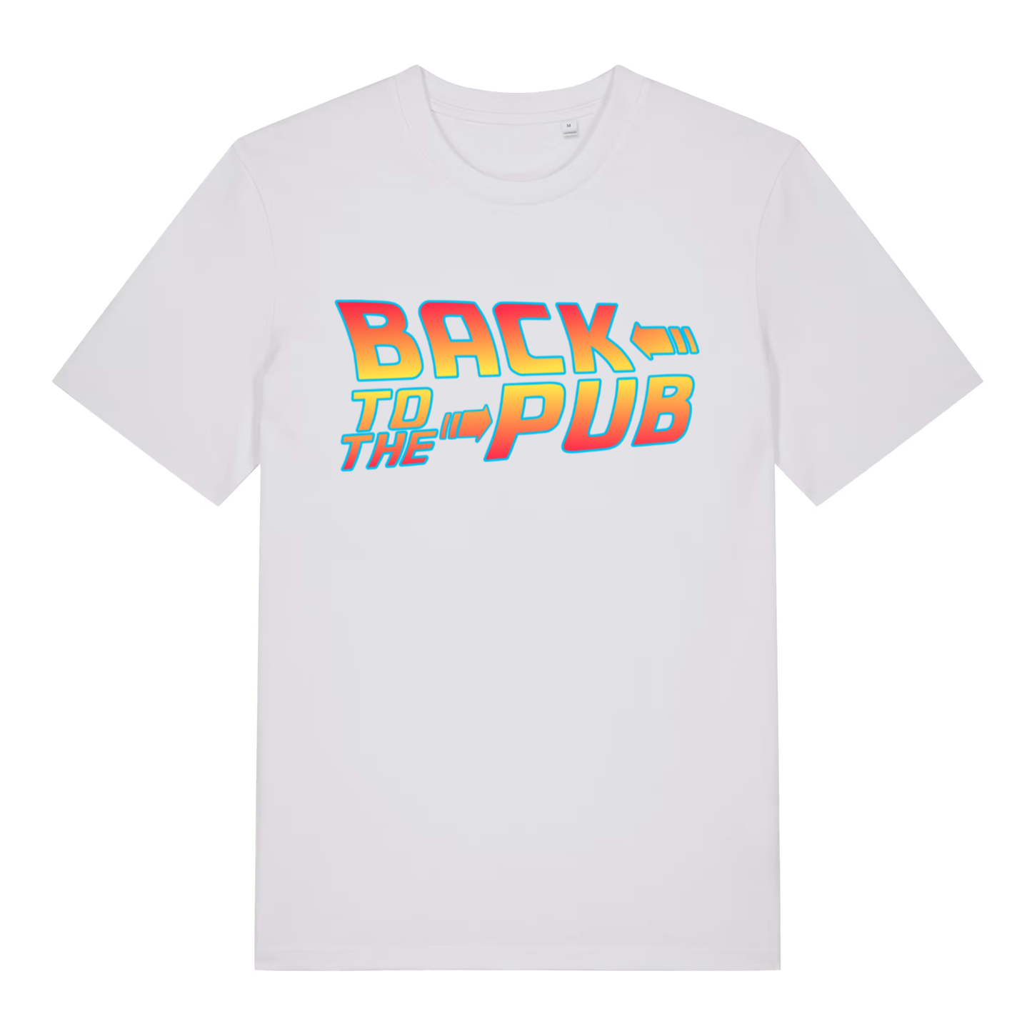 White Back To The Pub men’s funny slogan t-shirt featuring ultimate retro pub banter design  