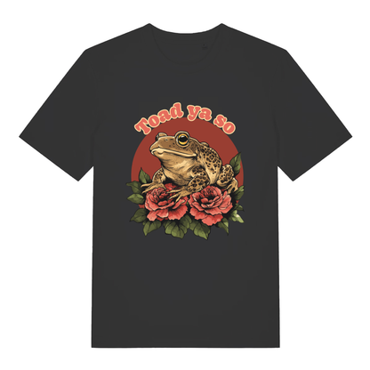 Black Toad Ya So men’s funny graphic t-shirt with classic toad and roses design  