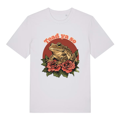 White Toad Ya So men’s funny graphic t-shirt with cheeky toad ya so statement  