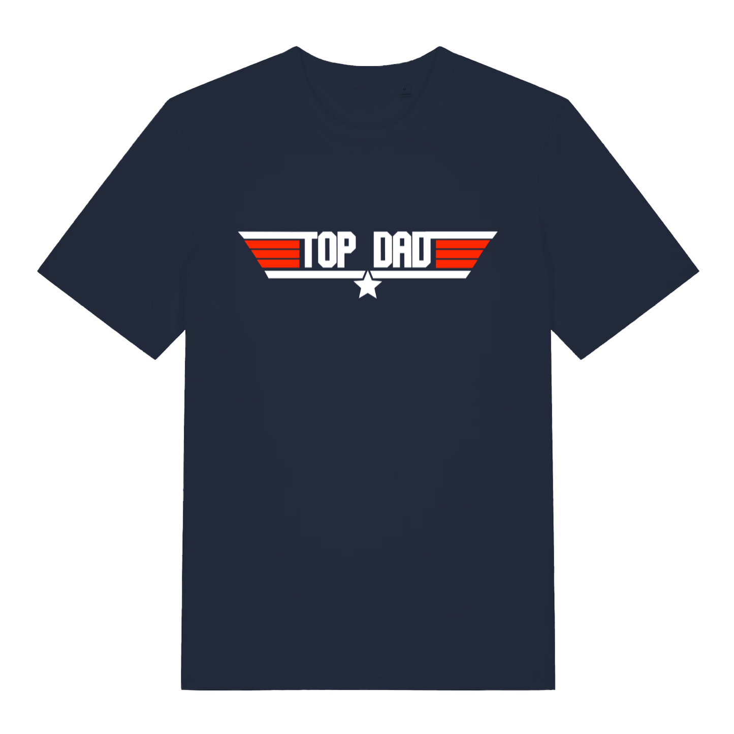 French navy Top Dad men’s funny graphic t-shirt featuring witty top dad wings print  