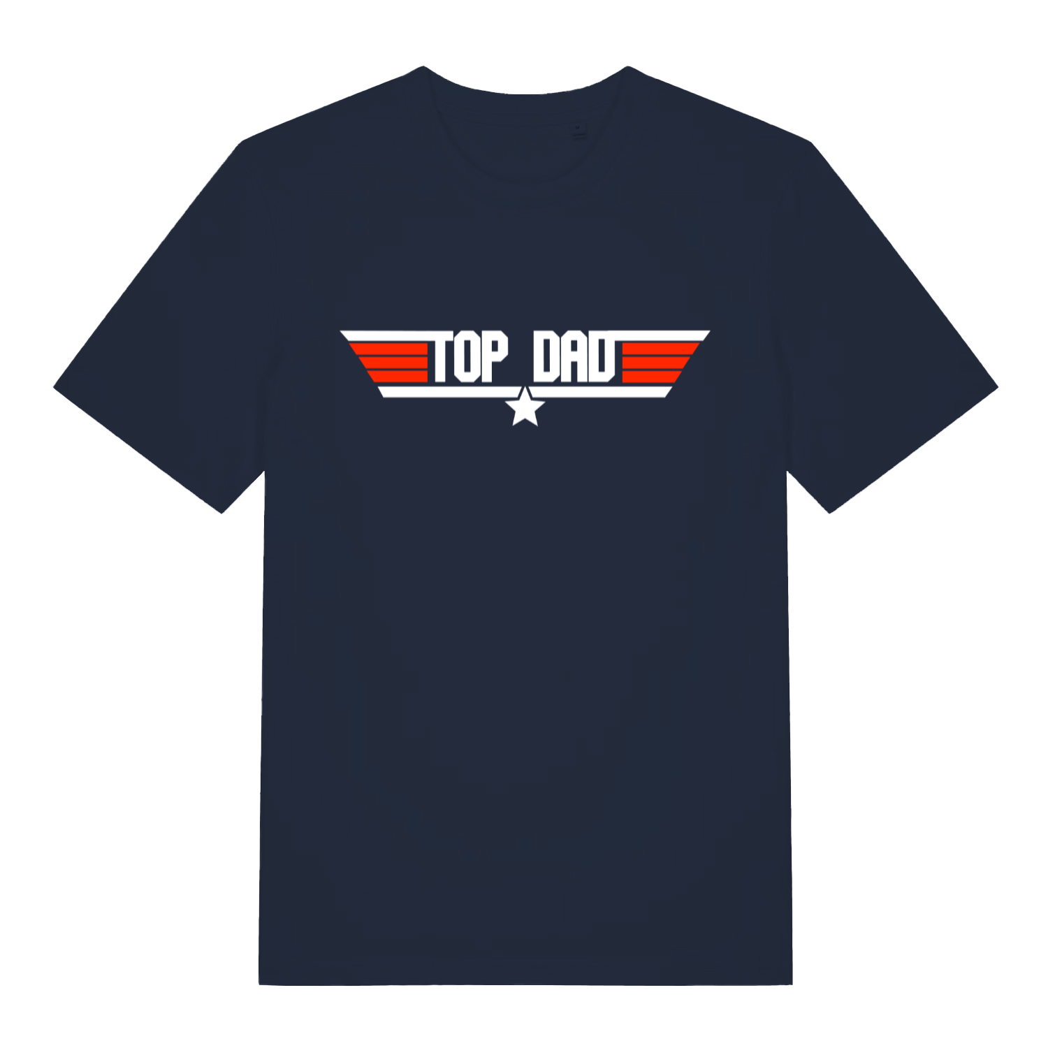 French navy Top Dad men’s funny graphic t-shirt featuring witty top dad wings print  