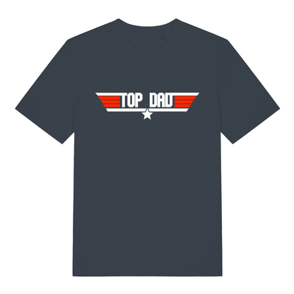 Ink grey Top Dad men’s funny graphic t-shirt showing classic top dad star logo  