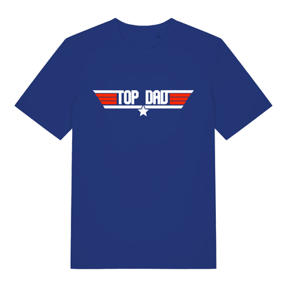 Worker blue Top Dad men’s funny graphic t-shirt with cheeky top dad statement  