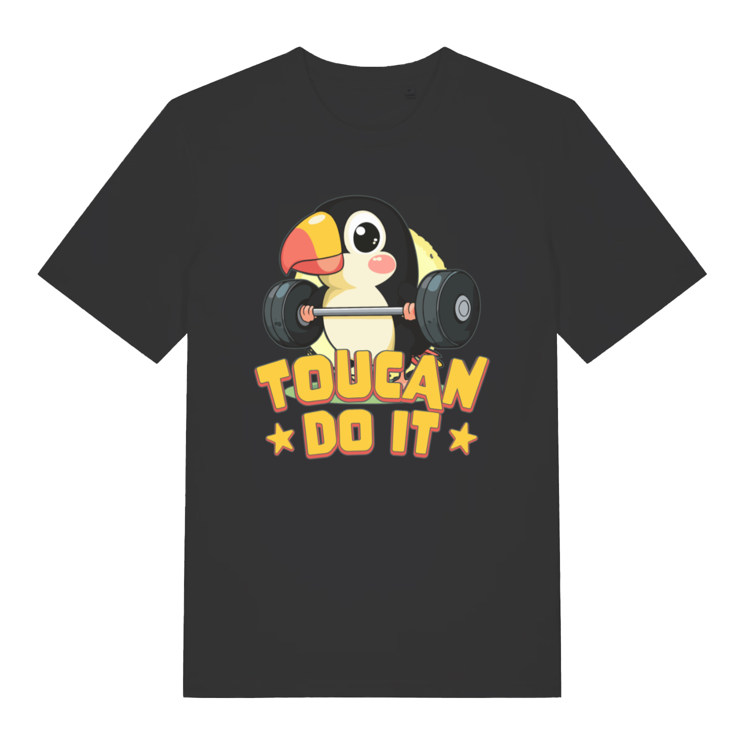 Black Toucan Do It men’s funny graphic t-shirt with classic cartoon toucan lifting design  