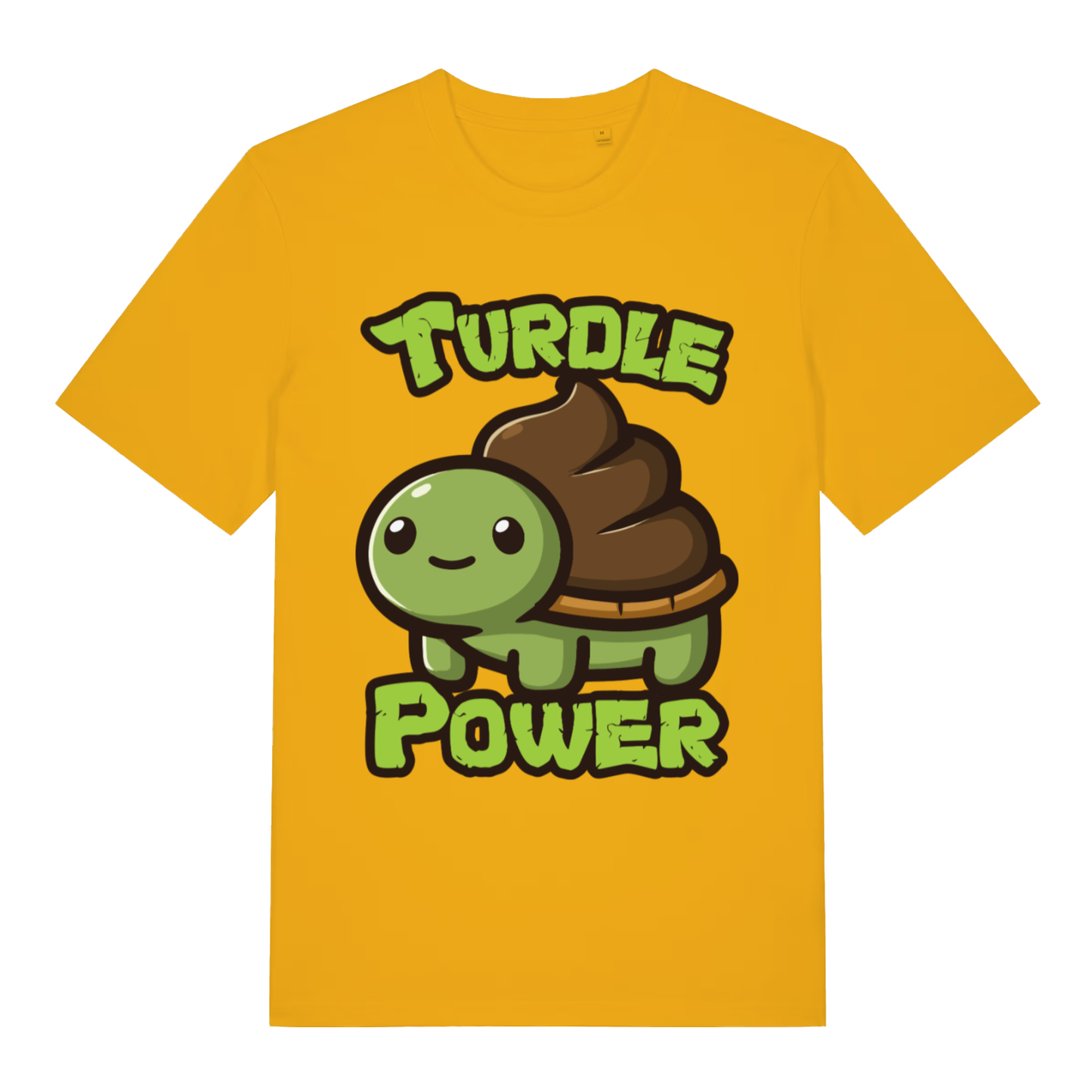 Yellow Turdle Power men’s funny graphic t-shirt with cheeky turdle power statement  