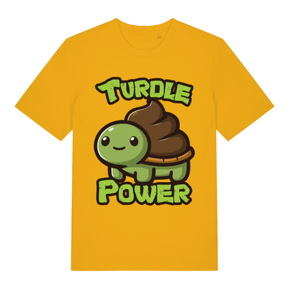 Yellow Turdle Power men’s funny graphic t-shirt with cheeky turdle power statement  