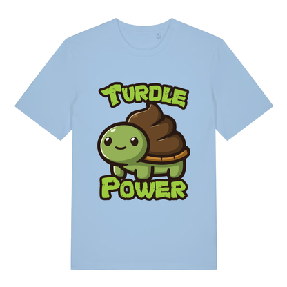 Blue Turdle Power women’s funny graphic t-shirt featuring witty toilet humour animal print  