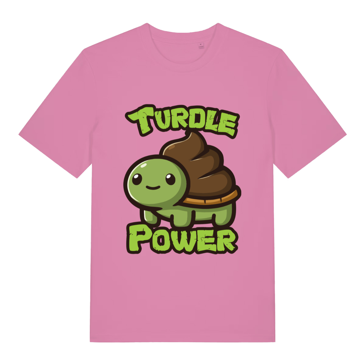 Bubble pink Turdle Power women’s funny graphic t-shirt with bold turdle power graphic  