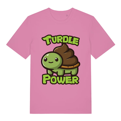 Bubble pink Turdle Power women’s funny graphic t-shirt with bold turdle power graphic  